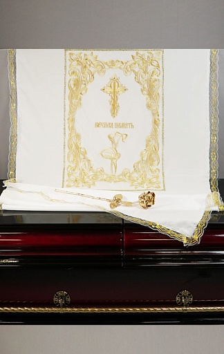 Покрывало в гроб "Вышивка на сетке Каллы-Крест (покрывало, наволочка)"